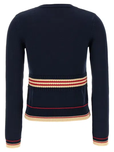 Valentino 'atelier Crew Neck Knitwear With Ribbed Hem And Cuffs' In Blue