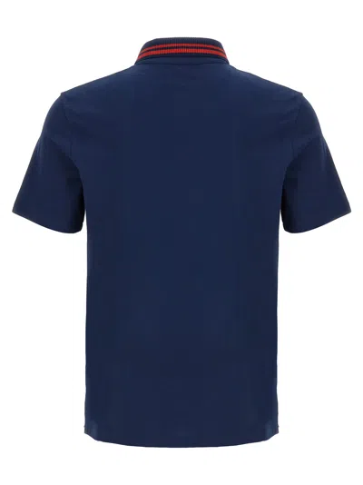 Valentino Cotton Piquet Polo With Vg Embroidery In Blue