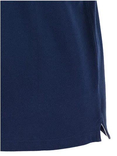 Valentino Cotton Piquet Polo With Vg Embroidery In Blue