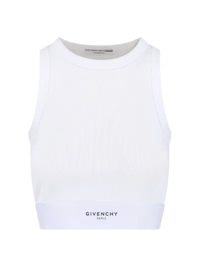 Givenchy Ribbed Top With Logo Band In White