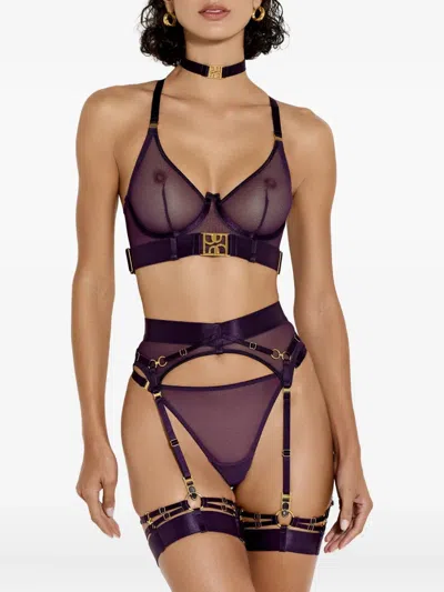 Bordelle Nara Double-strap Gold-ring Garters In Gold