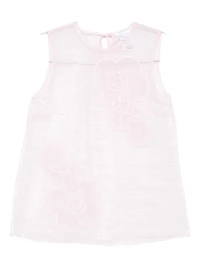 Cecilie Bahnsen Floral-embellished Sleeveless Top In Pink