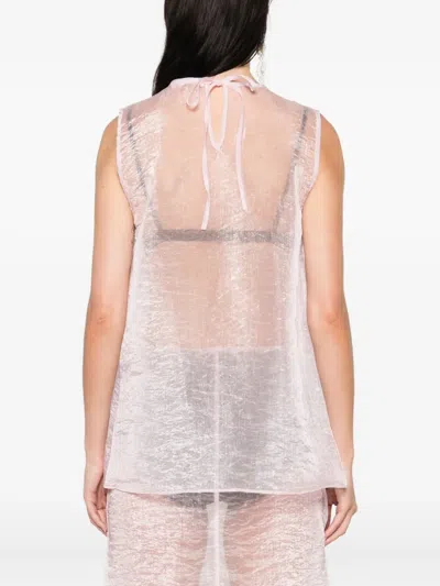 Cecilie Bahnsen Floral-embellished Sleeveless Top In Pink