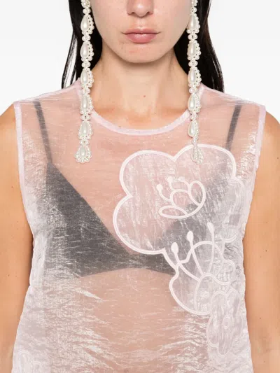 Cecilie Bahnsen Floral-embellished Sleeveless Top In Pink