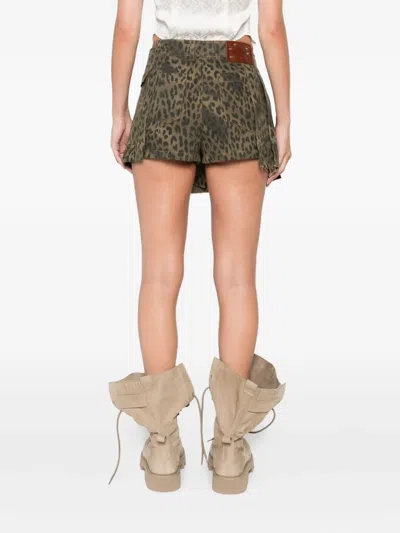 Andersson Bell Leopard Print Wrap Skirt Pants In Green