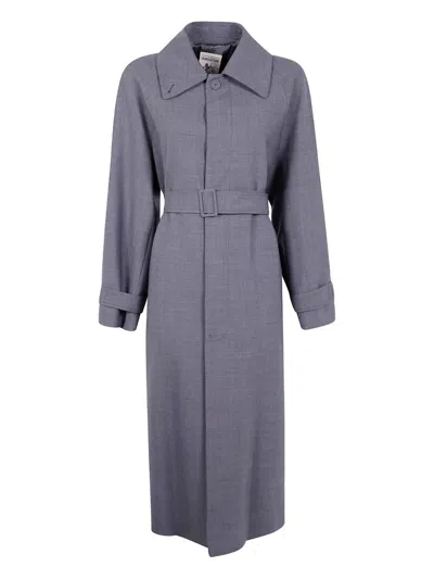 Semicouture Waist Belted Trench Coat In Gray