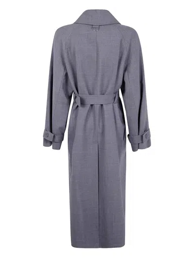 Semicouture Waist Belted Trench Coat In Gray