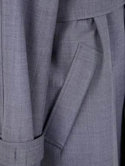 Semicouture Waist Belted Trench Coat In Gray