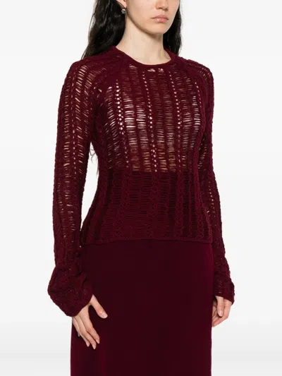 Séfr Open-knit Sweater In Red