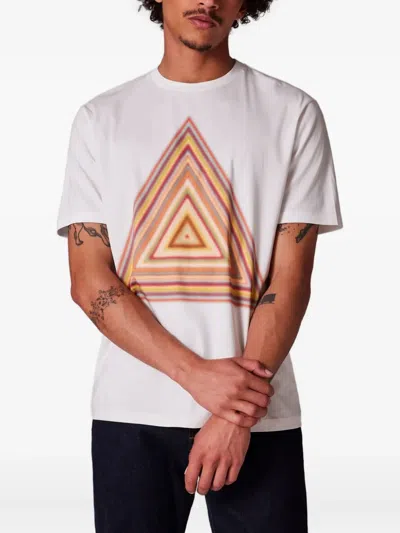 Paul Smith White 'signature Stripe Triangle' Print T-shirt In White