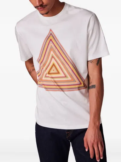 Paul Smith White 'signature Stripe Triangle' Print T-shirt In White