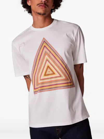 Paul Smith White 'signature Stripe Triangle' Print T-shirt In White