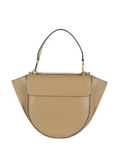 Wandler Structured Vitello Leather Shoulder Bag With Winged Sides In Nude