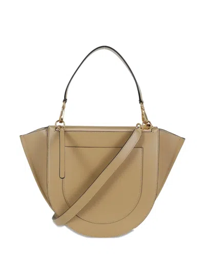 Wandler Structured Vitello Leather Shoulder Bag With Winged Sides In Nude