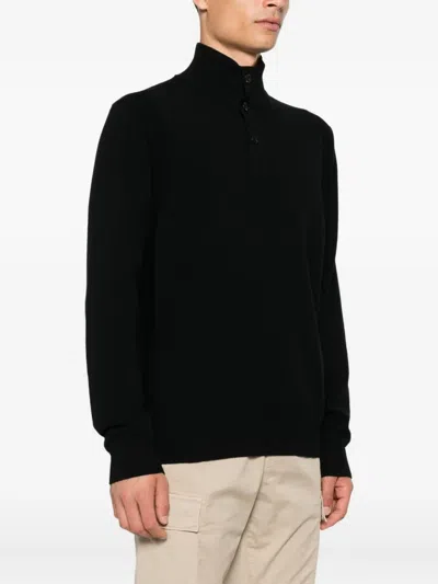 Stone Island Men's 510004 Lambs Wool Ls Polo In Black