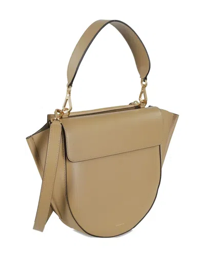 Wandler Structured Vitello Leather Shoulder Bag With Winged Sides In Nude