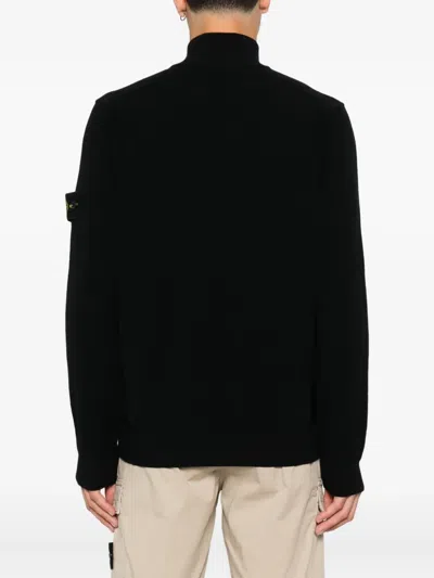 Stone Island Men's 510004 Lambs Wool Ls Polo In Black