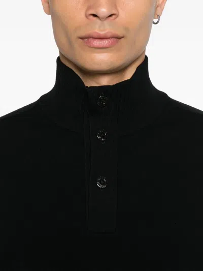 Stone Island Men's 510004 Lambs Wool Ls Polo In Black