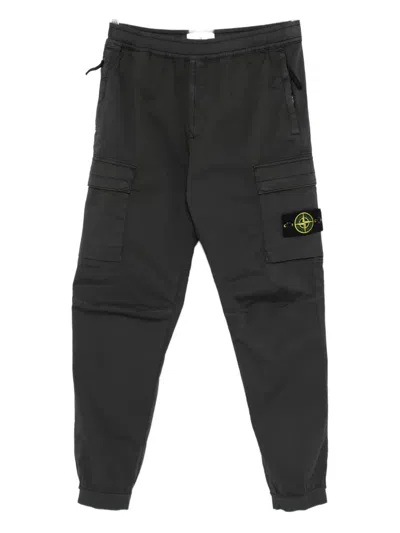 Stone Island Regular Tapered Cargo Trousers With Elastic Waistband In Gray