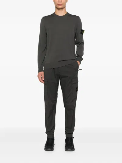 Stone Island Regular Tapered Cargo Trousers With Elastic Waistband In Gray