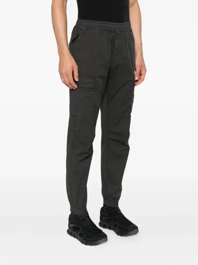 Stone Island Regular Tapered Cargo Trousers With Elastic Waistband In Gray