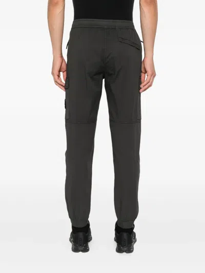 Stone Island Regular Tapered Cargo Trousers With Elastic Waistband In Gray