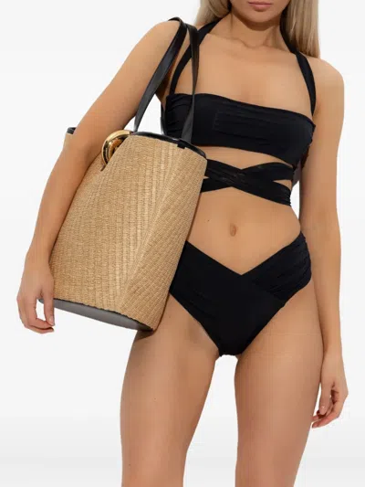 Balmain Wrap-effect Halter Bikini In Black