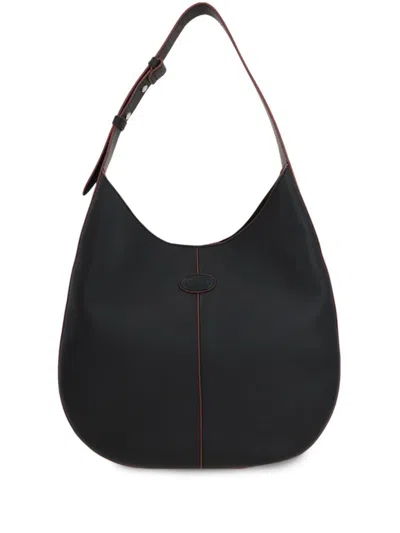 Tod's Small Di Hobo Leather Shoulder Bag In Black