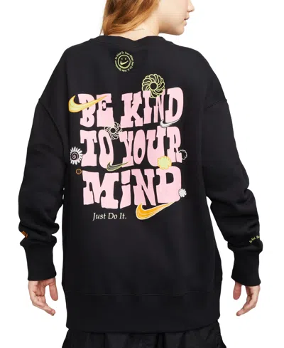 Nike Sportswear Women's Phoenix Fleece Oversized Sweatshirt In Black