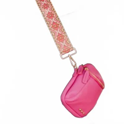 Pretty Simple Ellie Boho Tapestry Strap Crossbody Bag In Hot Pink In Pink