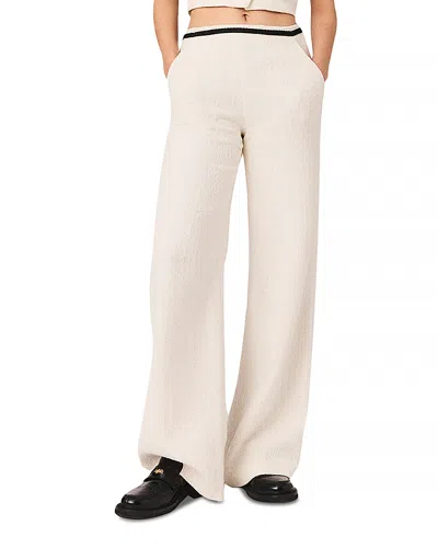 Maje Pantalon Large En Tweed In Neutral