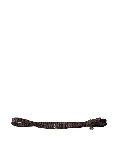 Prada Narrow Braided Leather Belt In Brown