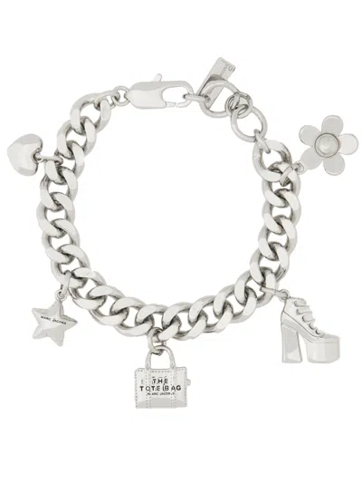 Marc Jacobs Bracciale A Catena The Mini Icon Charm In Silver