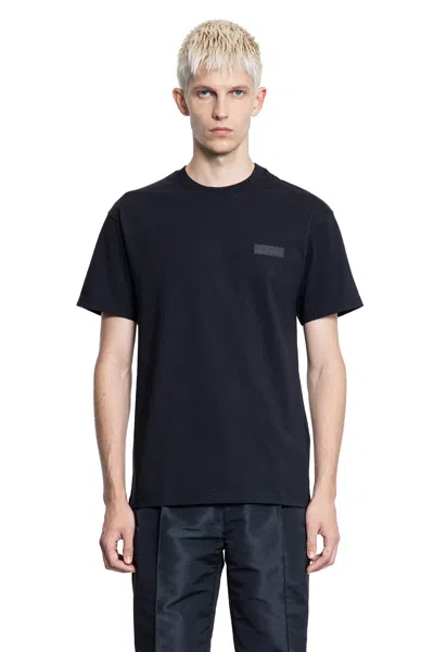 Givenchy Black Crewneck T-shirt With Logo Patch On The Front In Cotton Man