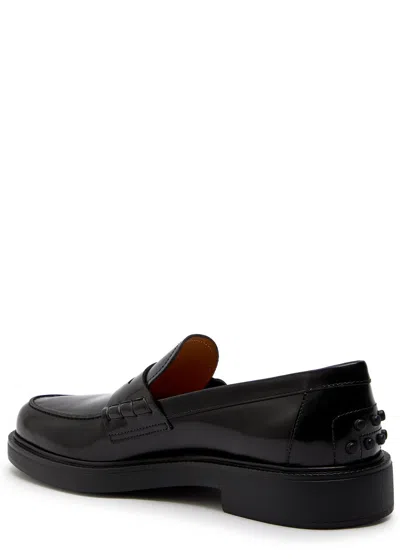 Tod's Mustard Gomma 20l Moccasins With Grommet-accented Heel In Black