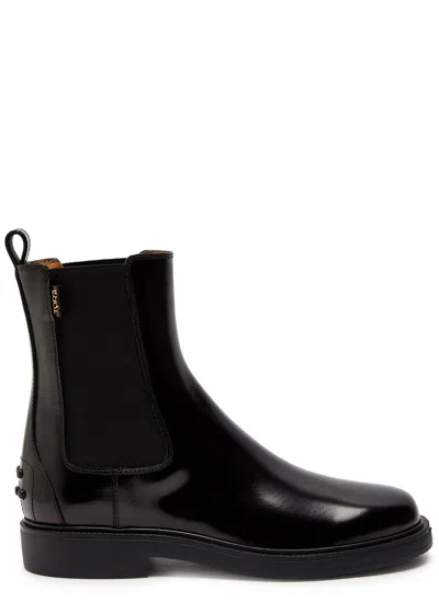 Tod's 20mm Brushed Leather Ankle Boots In Black