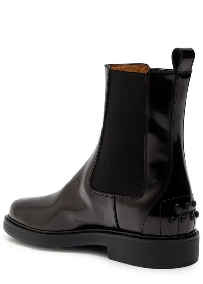 Tod's 20mm Brushed Leather Ankle Boots In Black