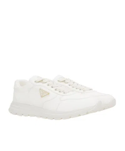 Prada Triangle-logo Lace-up Sneakers In Animal Print