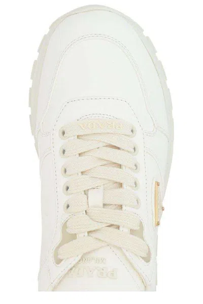 Prada Triangle-logo Lace-up Sneakers In Animal Print