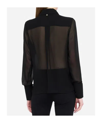 Liu •jo Long Sleeve Beaded Shirt In Black