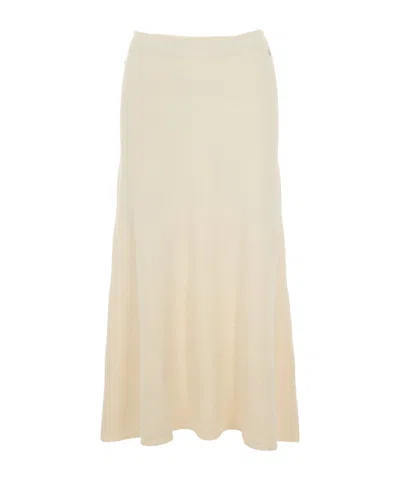 Liu •jo Soft Midi Skirt With Flared Hem In Neutral