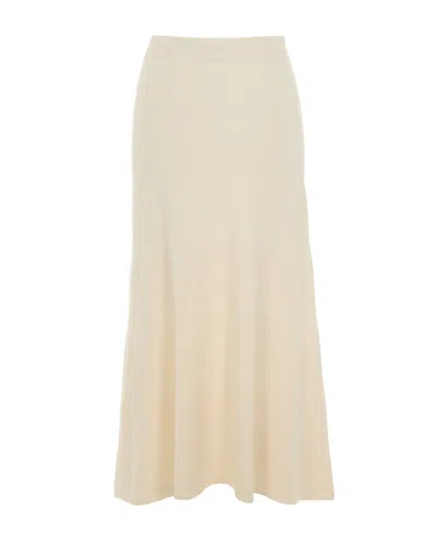 Liu •jo Soft Midi Skirt With Flared Hem In Neutral