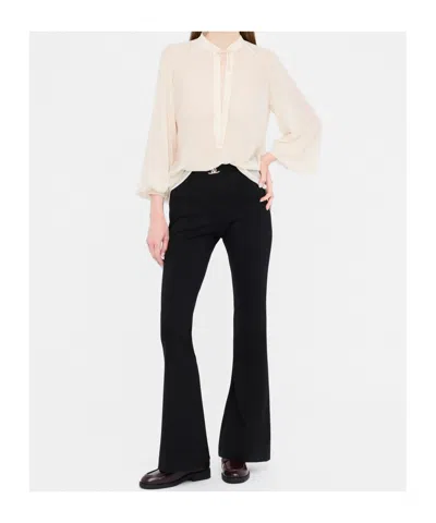 Liu •jo Bow Collar Button Charm Keyhole Pleated Sheer In White