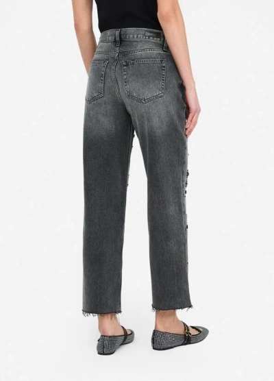 Liu •jo Straight-leg Jeans With Rhinestones In Gray