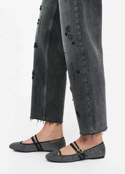 Liu •jo Straight-leg Jeans With Rhinestones In Gray