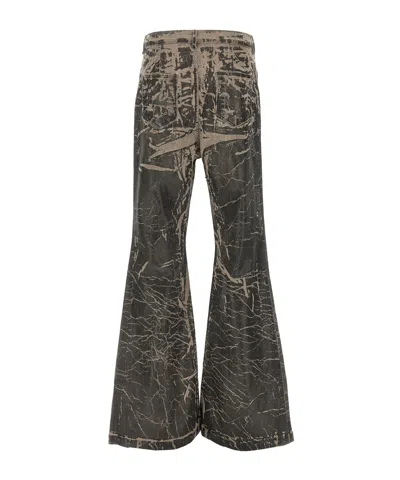 Rick Owens Drkshdw Drkshdw By Rick Owens Distressed Black Flared Denim Pants With Five-pocket Design In Green
