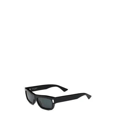 Saint Laurent Rectangular Sunglasses Thick Temples In Black