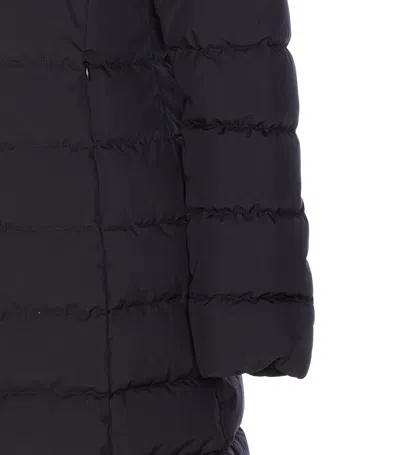 Herno Padded Hooded Long Down Jacket Zip Pockets In Black