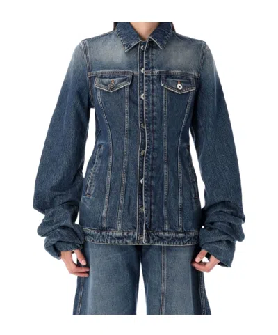 Jean Paul Gaultier Structured Blazer With Balloon Sleeves And Pockets In Blue