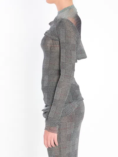 Jean Paul Gaultier Women Body Shadow And Prince Of Wales Print Mesh Top In Gray